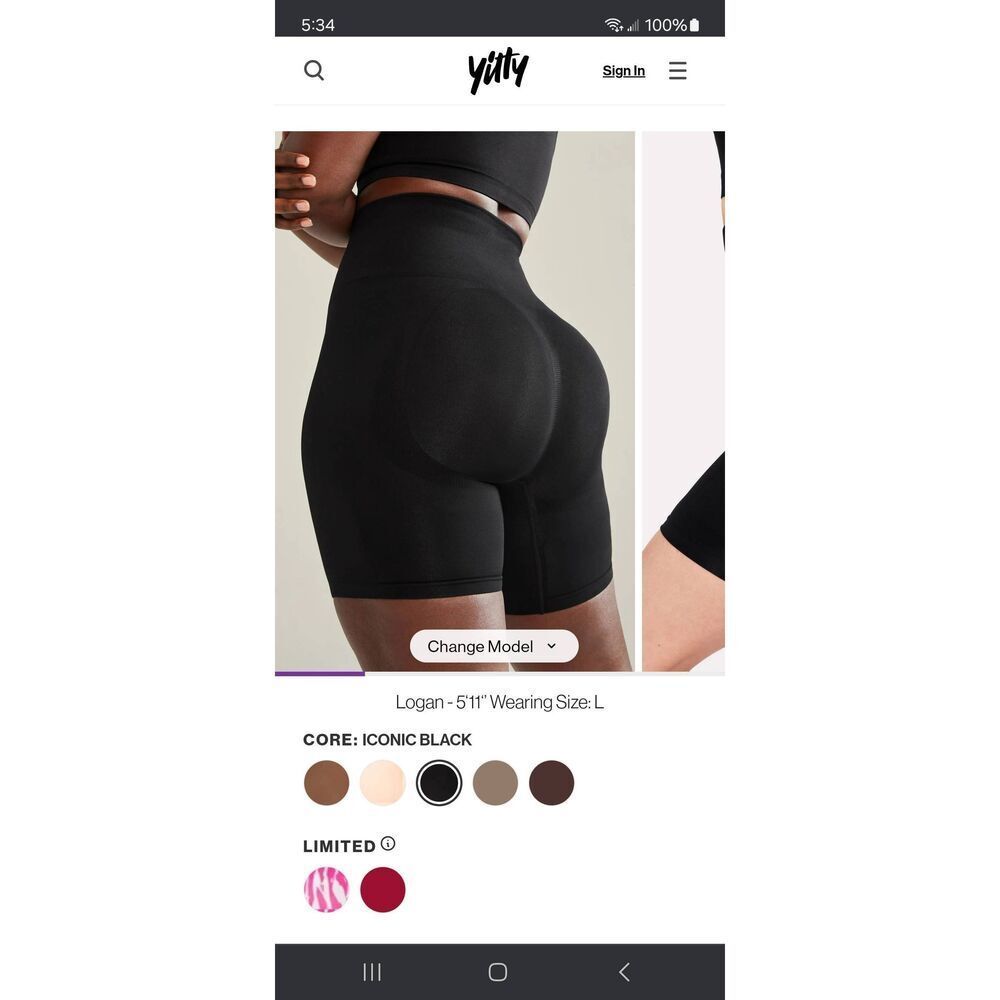 New M/L Fabletics Yitty Iconic Black Nearly Naked Shaping Booty Lift Shorts NWT